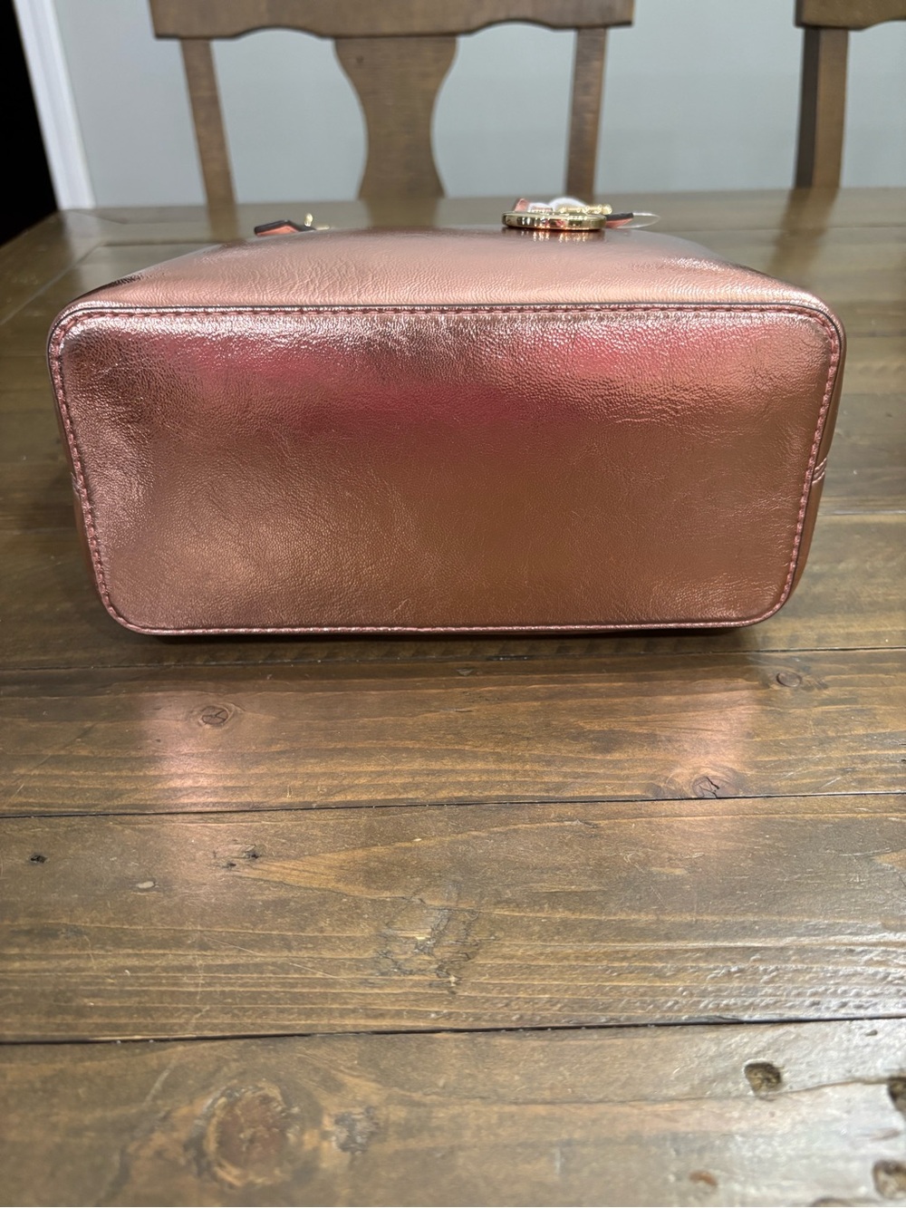 Michael Kors Jet Set Travel Extra-Small Rose Gold Metallic Zip-Top Tote - Picture 5 of 10